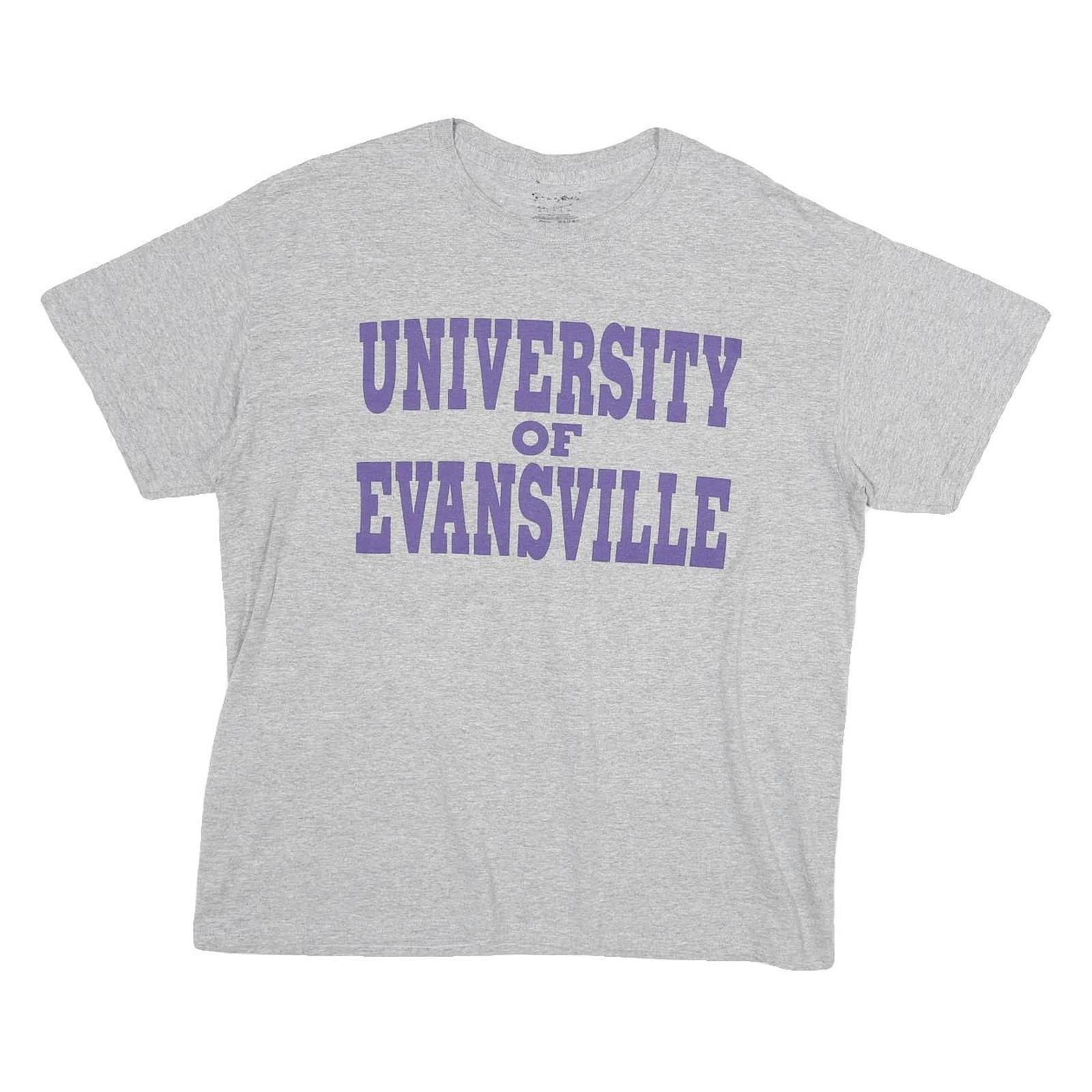 Mens Grey Cotton University Of Evansville Graphic T-Shirt L Short Sleeve Crew