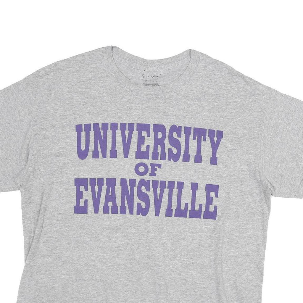 Mens Grey Cotton University Of Evansville Graphic T-Shirt L Short Sleeve Crew