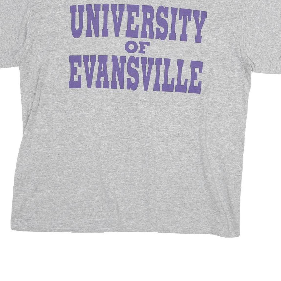 Mens Grey Cotton University Of Evansville Graphic T-Shirt L Short Sleeve Crew