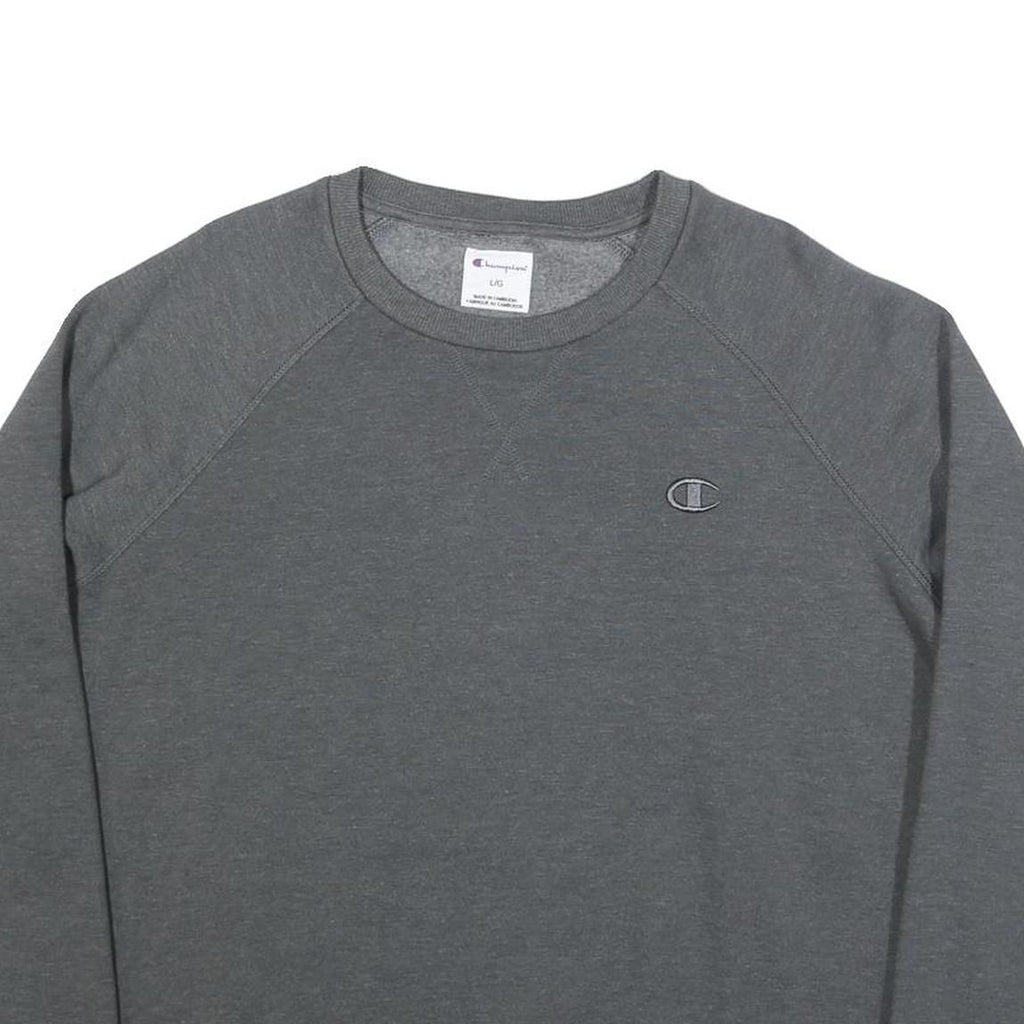 CHAMPION Womens Grey Cotton Blend Crew Neck Sweatshirt L Casual Pullover