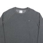 CHAMPION Womens Grey Cotton Blend Crew Neck Sweatshirt L Casual Pullover