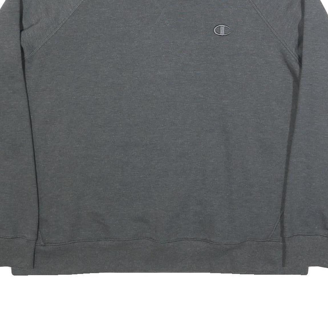 CHAMPION Womens Grey Cotton Blend Crew Neck Sweatshirt L Casual Pullover