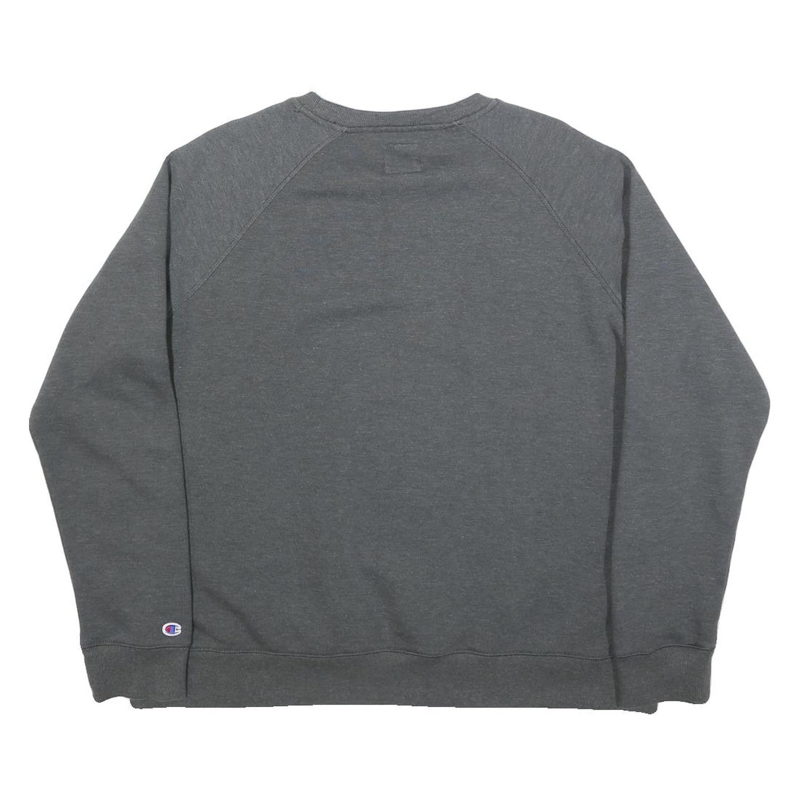 CHAMPION Womens Grey Cotton Blend Crew Neck Sweatshirt L Casual Pullover
