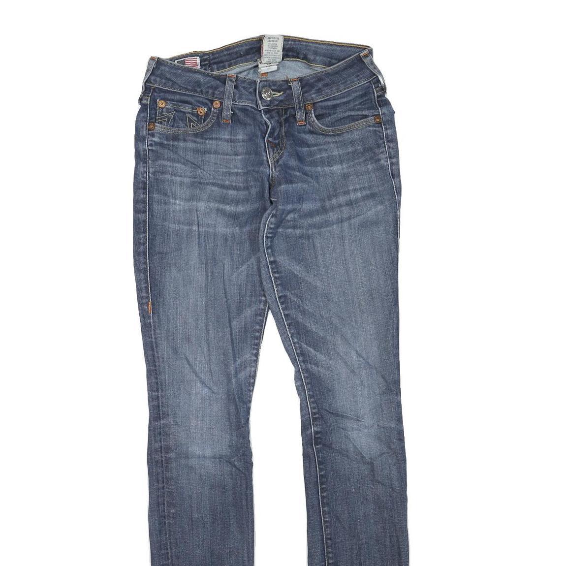 TRUE RELIGION Womens Regular Blue Denim Rinse Zip W24 L32 Classic Fit Jeans