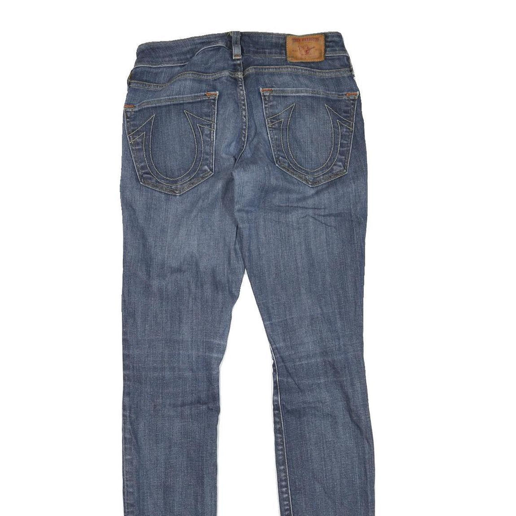 TRUE RELIGION Womens Regular Blue Denim Rinse Zip W24 L32 Classic Fit Jeans