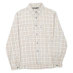 TEDDY'S JEANS Mens Beige & White Checked Cotton Blend Shirt M Casual Long Sleeve