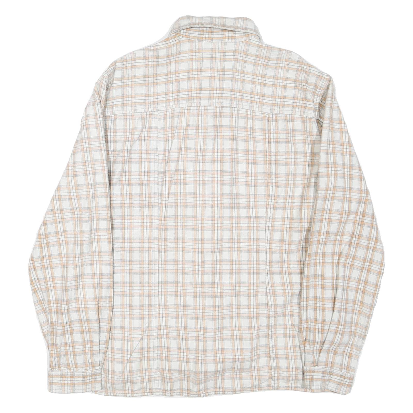 TEDDY'S JEANS Mens Beige & White Checked Cotton Blend Shirt M Casual Long Sleeve