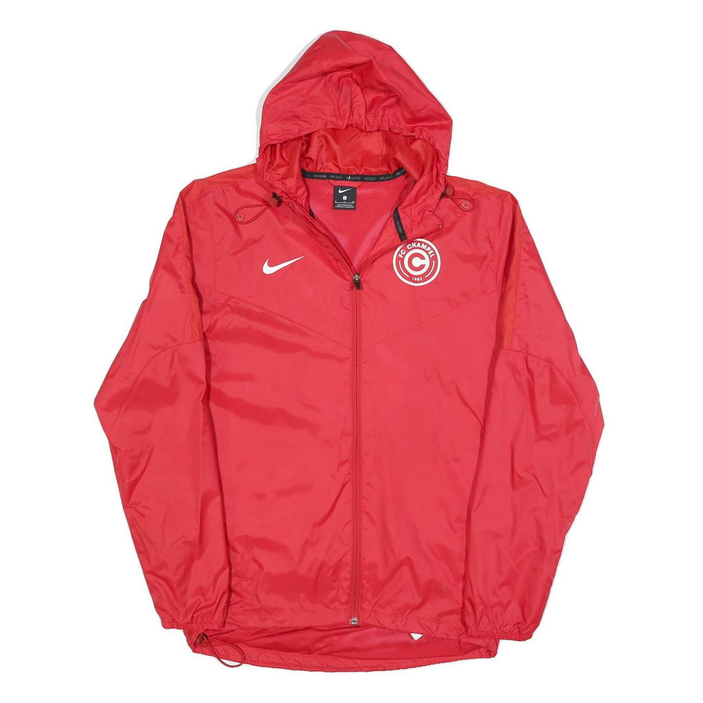 NIKE Mens Red FC Champel Jacket S Polyester Blend Plain Zip Hooded Light