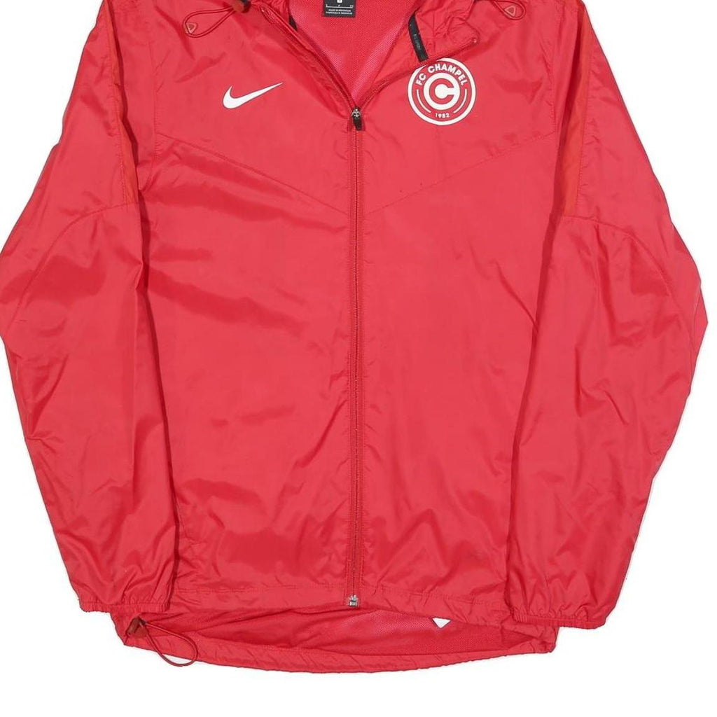 NIKE Mens Red FC Champel Jacket S Polyester Blend Plain Zip Hooded Light