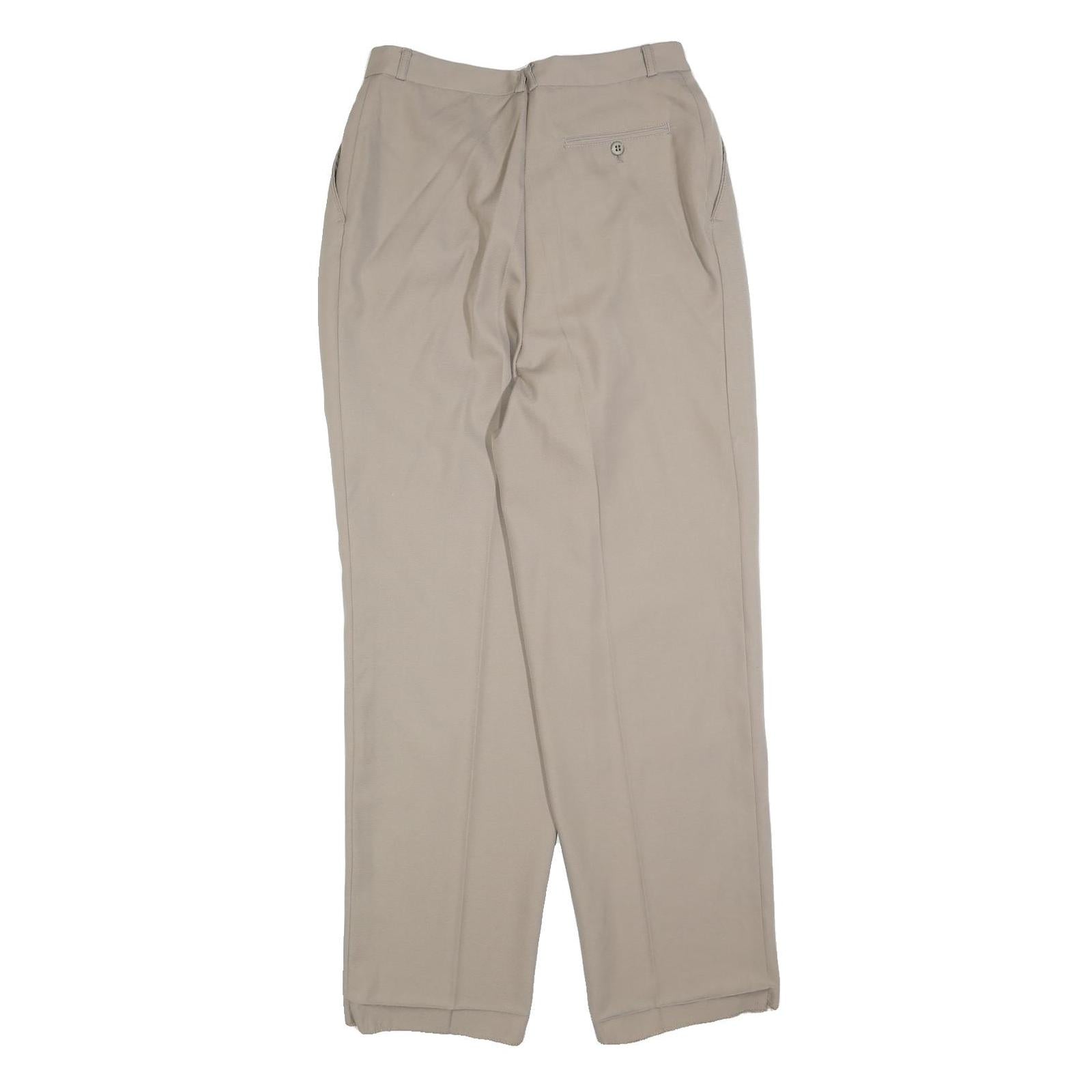 TREVIRA Womens Wool Blend Beige Relaxed Straight Trousers W28 L30 Classic