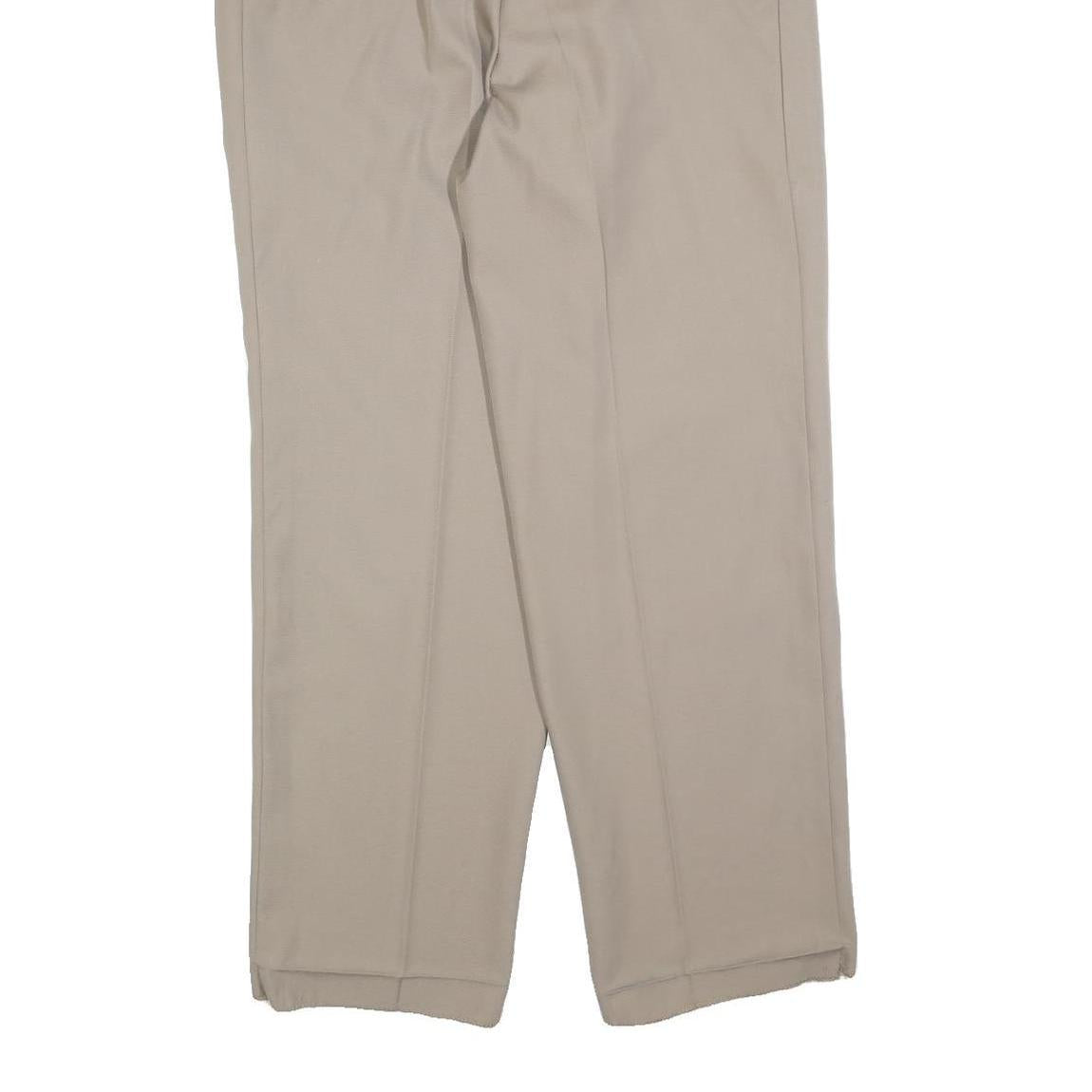 TREVIRA Womens Wool Blend Beige Relaxed Straight Trousers W28 L30 Classic