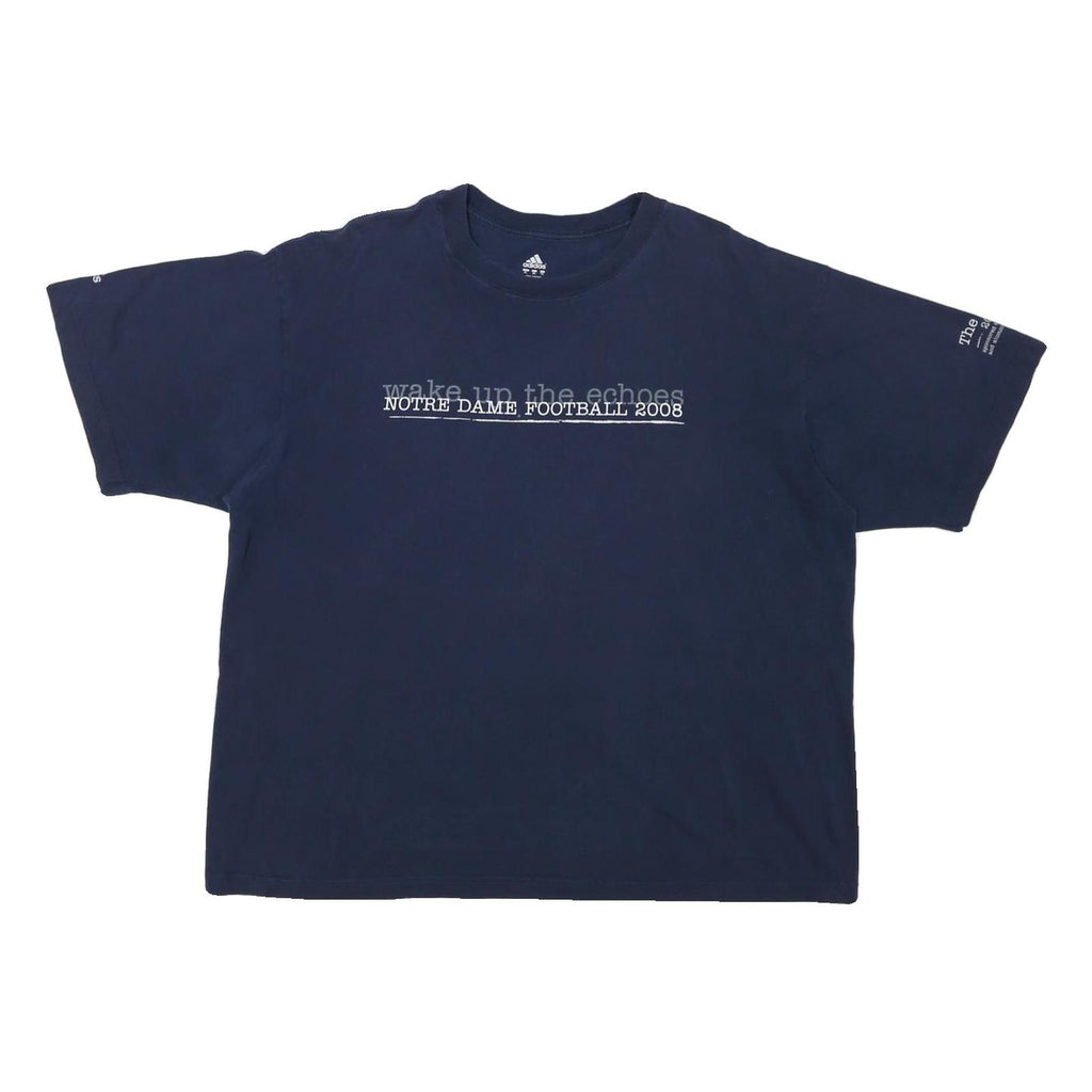 ADIDAS Mens Navy Blue Notre Dame Football Graphic T-Shirt XL Short Sleeve Crew