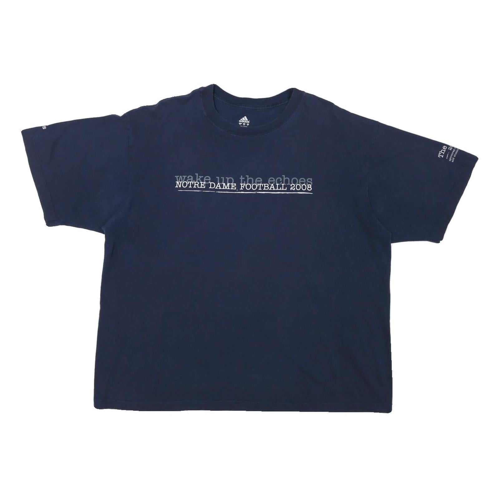 ADIDAS Mens Navy Blue Notre Dame Football Graphic T-Shirt XL Short Sleeve Crew