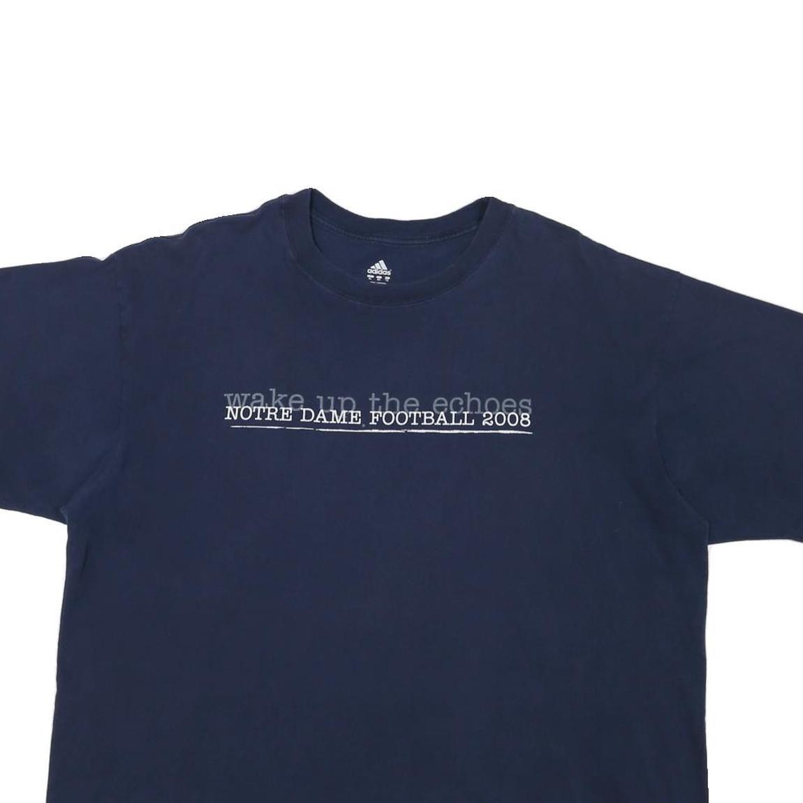 ADIDAS Mens Navy Blue Notre Dame Football Graphic T-Shirt XL Short Sleeve Crew