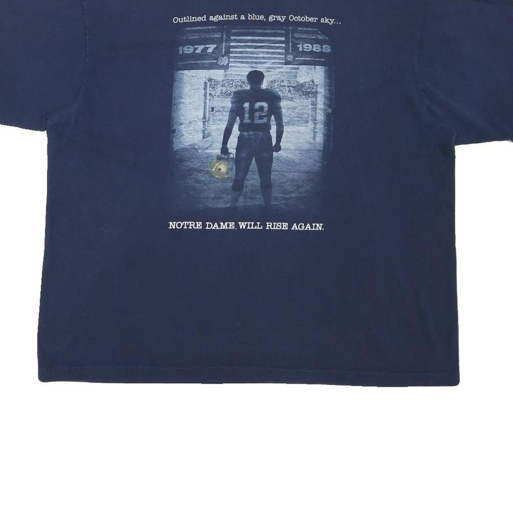 ADIDAS Mens Navy Blue Notre Dame Football Graphic T-Shirt XL Short Sleeve Crew