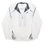 ADIDAS Mens White Black Track Jacket XL Polyester Blend Zip Athletic Sportswear