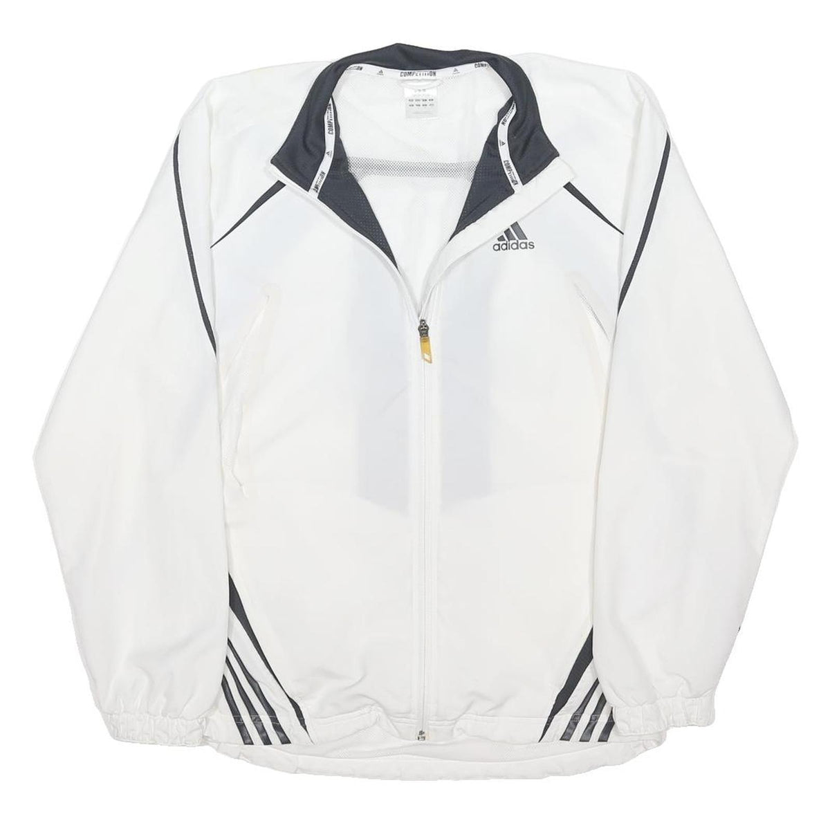 ADIDAS Mens White Black Track Jacket XL Polyester Blend Zip Athletic Sportswear