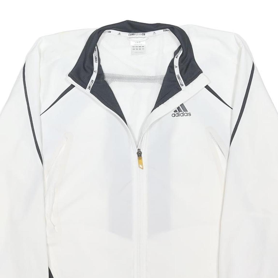 ADIDAS Mens White Black Track Jacket XL Polyester Blend Zip Athletic Sportswear