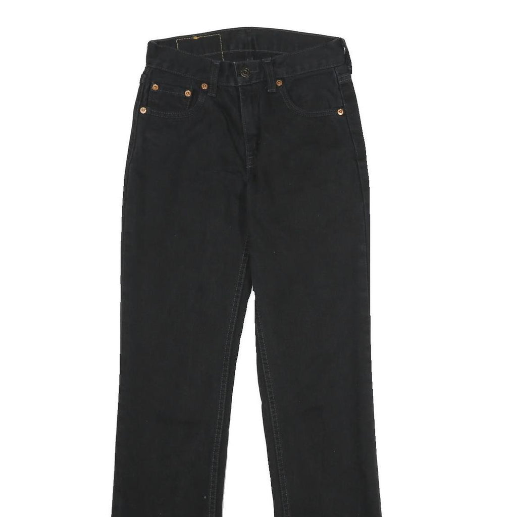 LEVI'S 595 02 Womens Jeans Black Slim Straight Denim Medium W26 L32 Zip Closure
