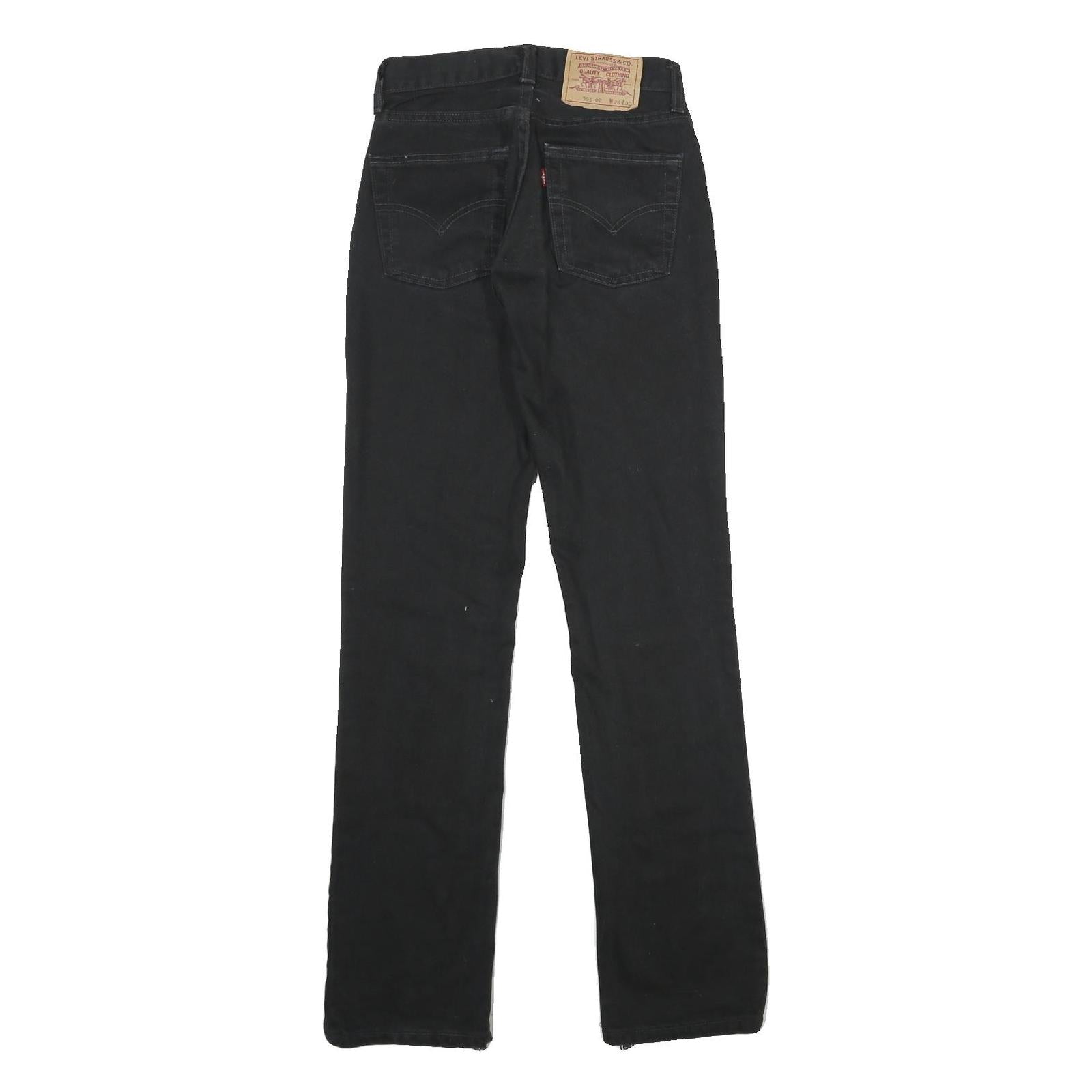 LEVI'S 595 02 Womens Jeans Black Slim Straight Denim Medium W26 L32 Zip Closure