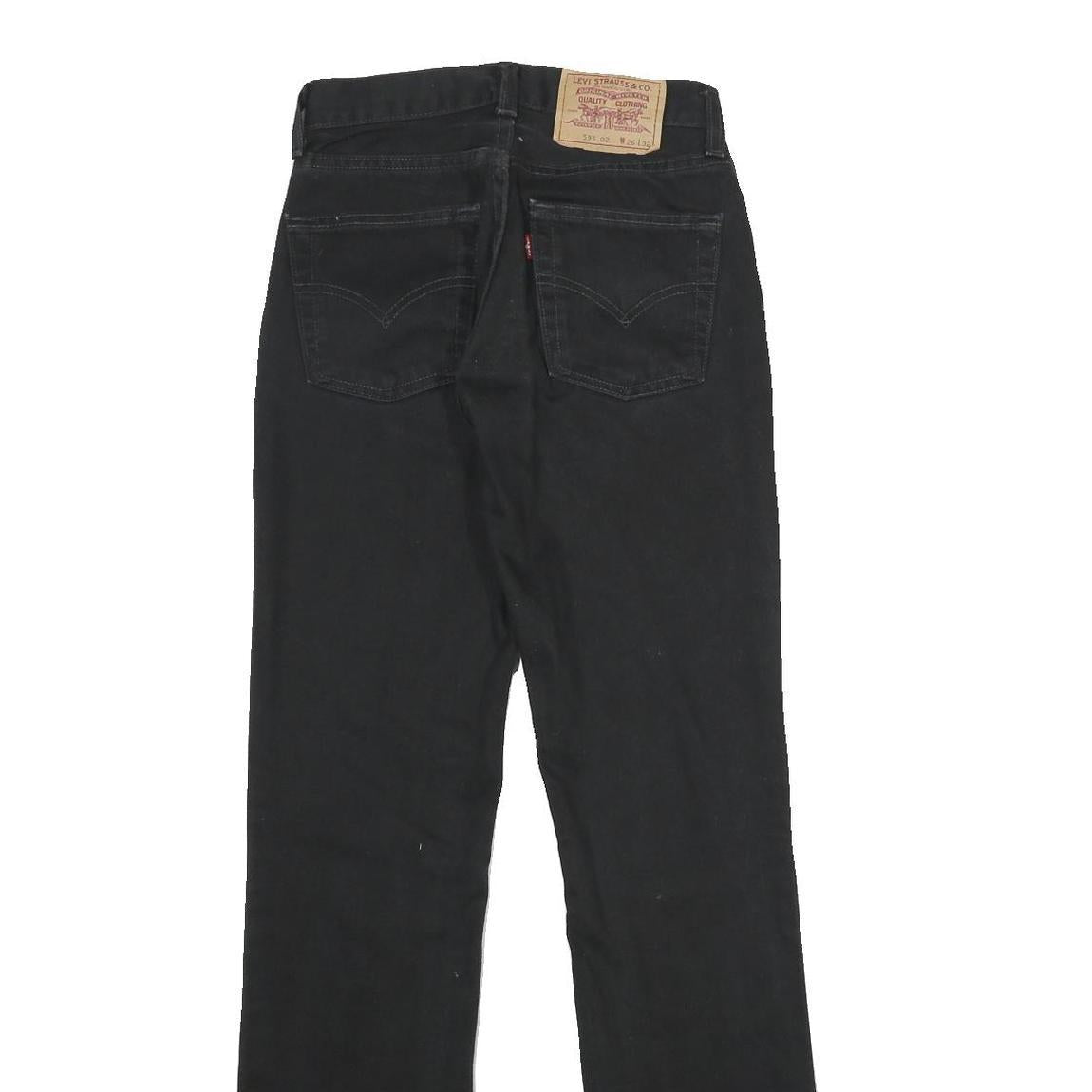 LEVI'S 595 02 Womens Jeans Black Slim Straight Denim Medium W26 L32 Zip Closure