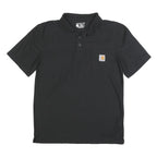 CARHARTT Mens Black Short Sleeve Plain S Cotton Blend Polo Shirt Workwear