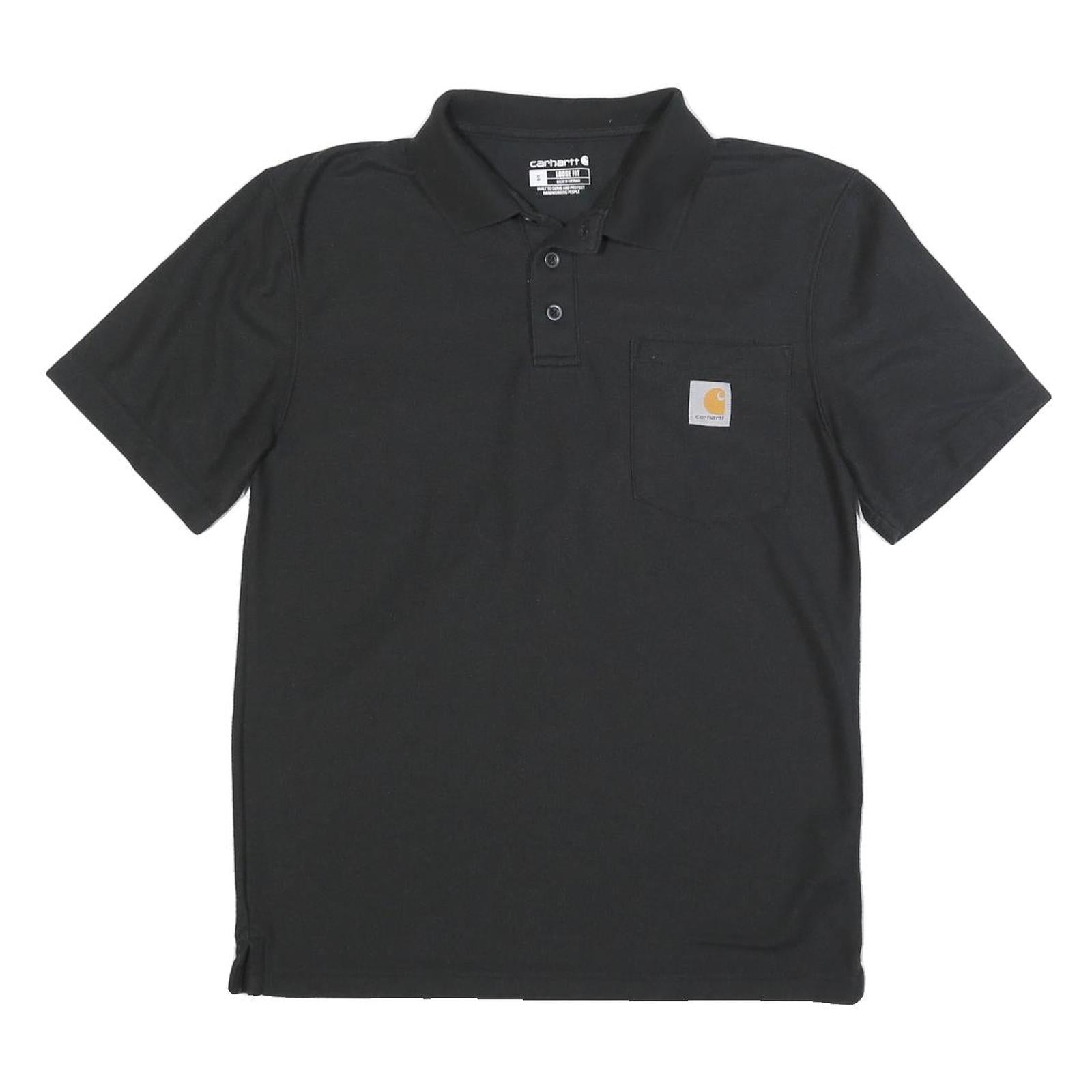 CARHARTT Mens Black Short Sleeve Plain S Cotton Blend Polo Shirt Workwear