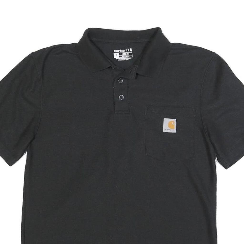 CARHARTT Mens Black Short Sleeve Plain S Cotton Blend Polo Shirt Workwear