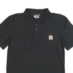 CARHARTT Mens Black Short Sleeve Plain S Cotton Blend Polo Shirt Workwear
