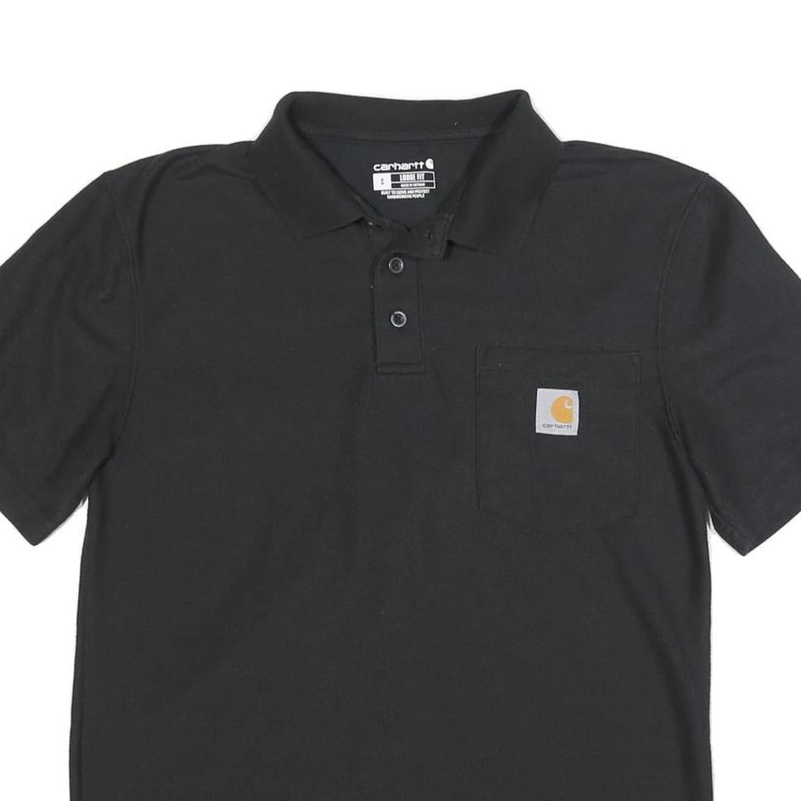 CARHARTT Mens Black Short Sleeve Plain S Cotton Blend Polo Shirt Workwear