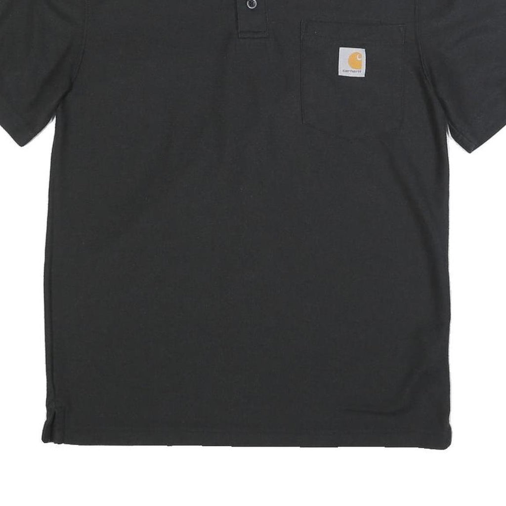 CARHARTT Mens Black Short Sleeve Plain S Cotton Blend Polo Shirt Workwear