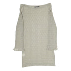 CAMMOMILLA Womens Beige Printed Top 3/4 Sleeve Boat Neck M Sheer Elegant