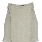 CAMMOMILLA Womens Beige Printed Top 3/4 Sleeve Boat Neck M Sheer Elegant