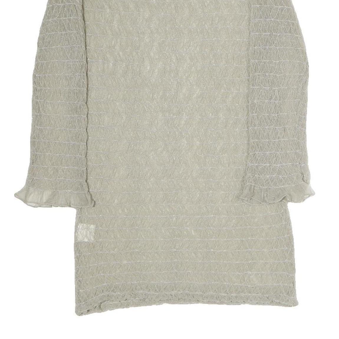 CAMMOMILLA Womens Beige Printed Top 3/4 Sleeve Boat Neck M Sheer Elegant