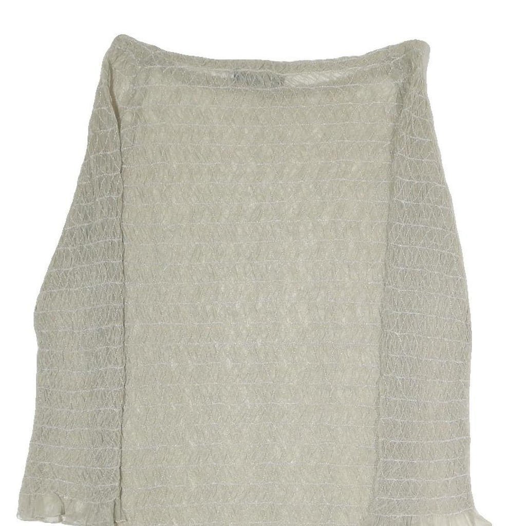 CAMMOMILLA Womens Beige Printed Top 3/4 Sleeve Boat Neck M Sheer Elegant