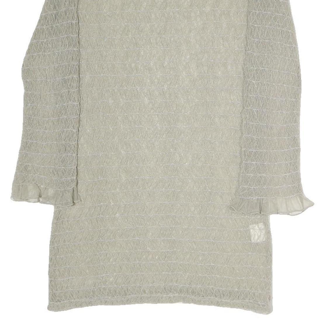 CAMMOMILLA Womens Beige Printed Top 3/4 Sleeve Boat Neck M Sheer Elegant