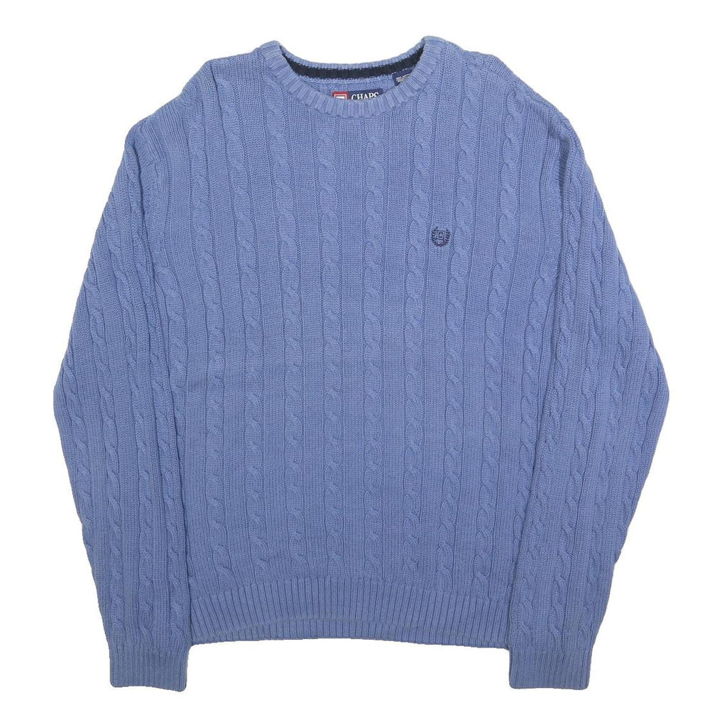 CHAPS Mens Blue Patterned Cotton Blend Jumper Crew Neck Basic Knit XL Casual