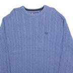 CHAPS Mens Blue Patterned Cotton Blend Jumper Crew Neck Basic Knit XL Casual