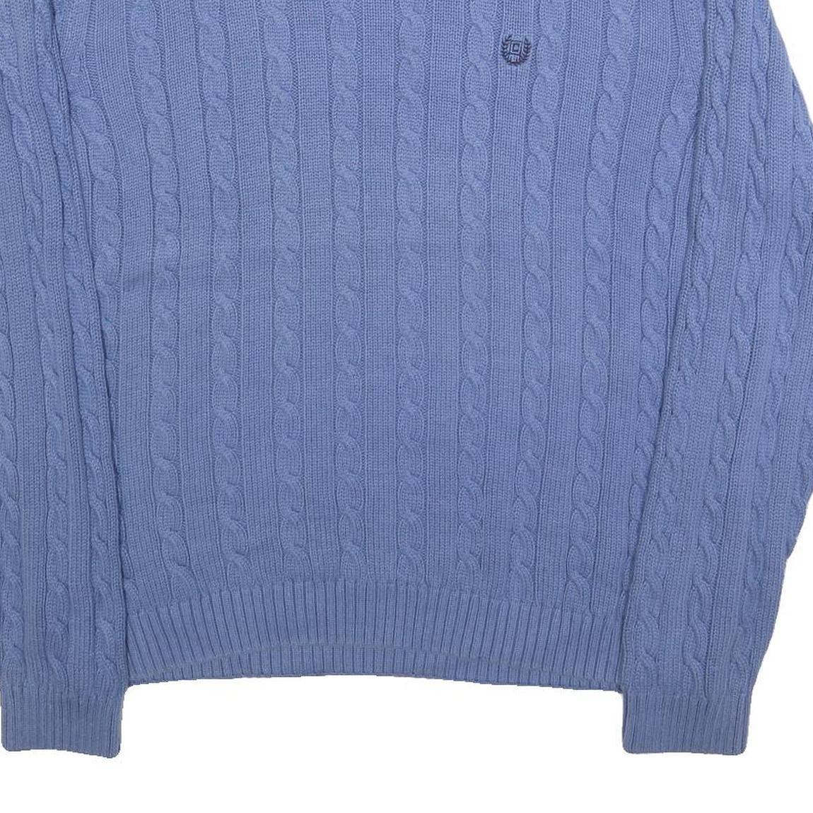 CHAPS Mens Blue Patterned Cotton Blend Jumper Crew Neck Basic Knit XL Casual