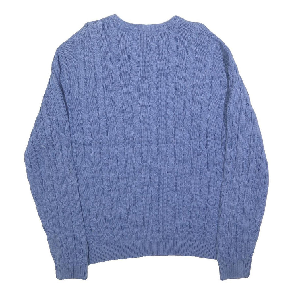 CHAPS Mens Blue Patterned Cotton Blend Jumper Crew Neck Basic Knit XL Casual