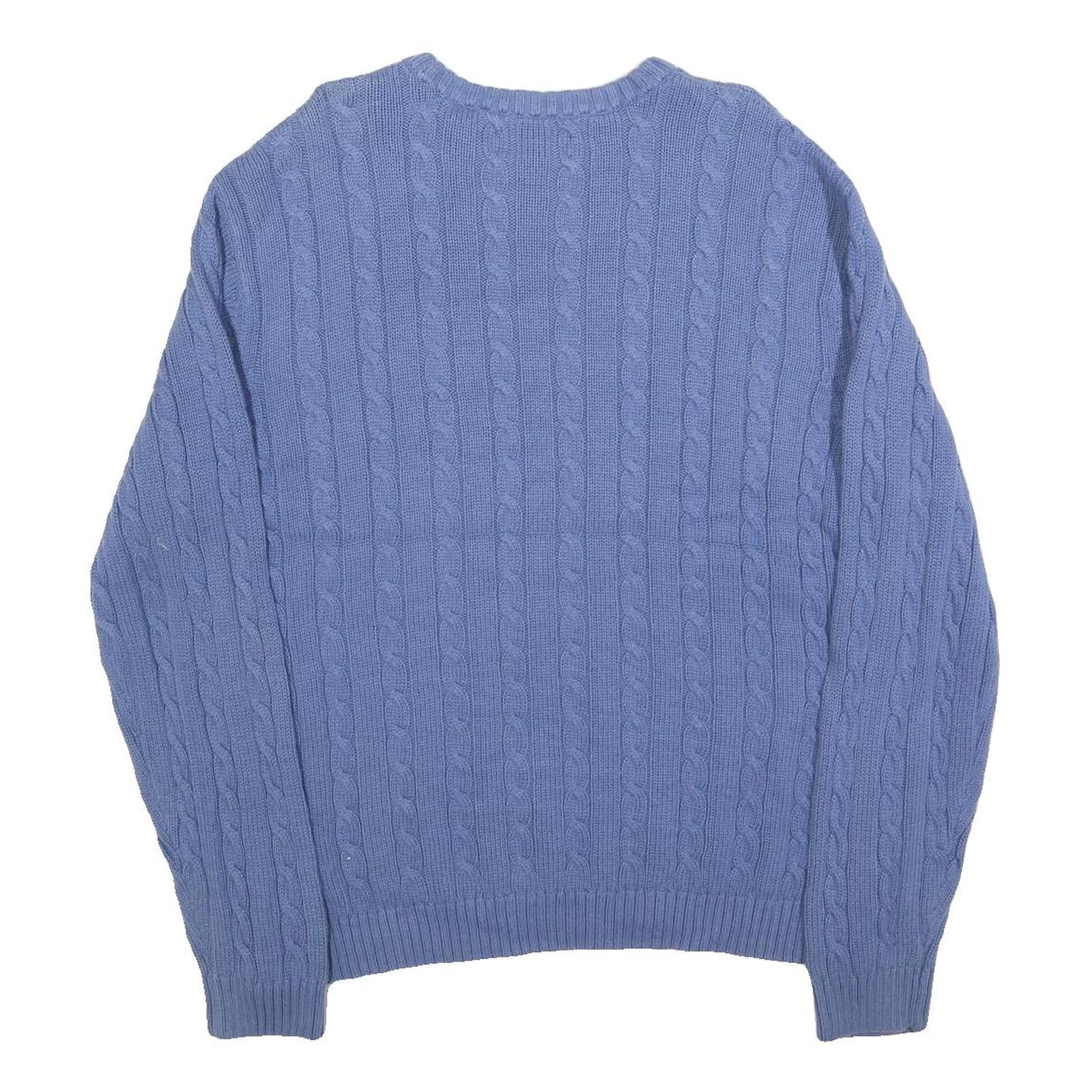 CHAPS Mens Blue Patterned Cotton Blend Jumper Crew Neck Basic Knit XL Casual