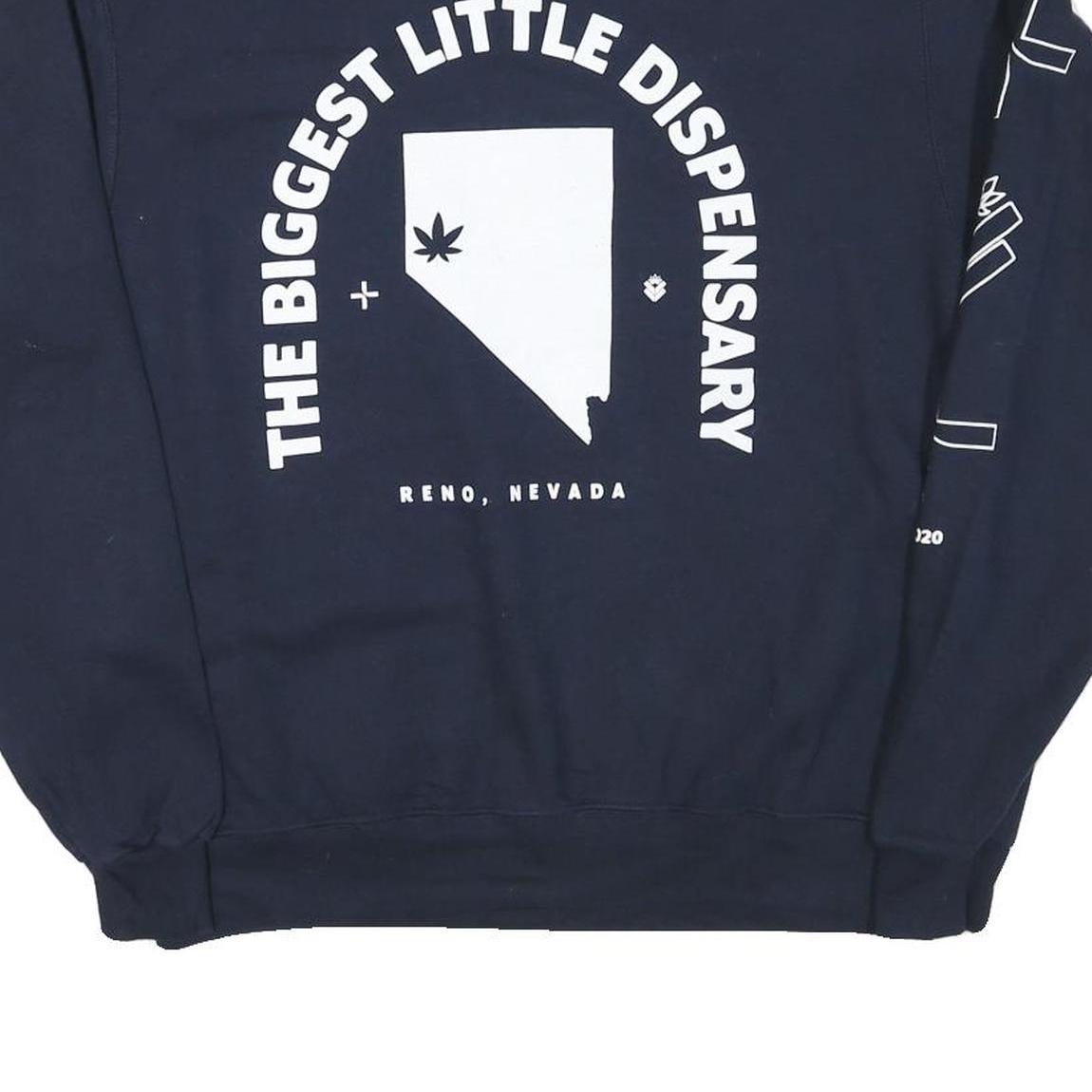 CHAMPION Mens Navy The Biggest Little Dispensary Crew Neck L Sweatshirt Cotton