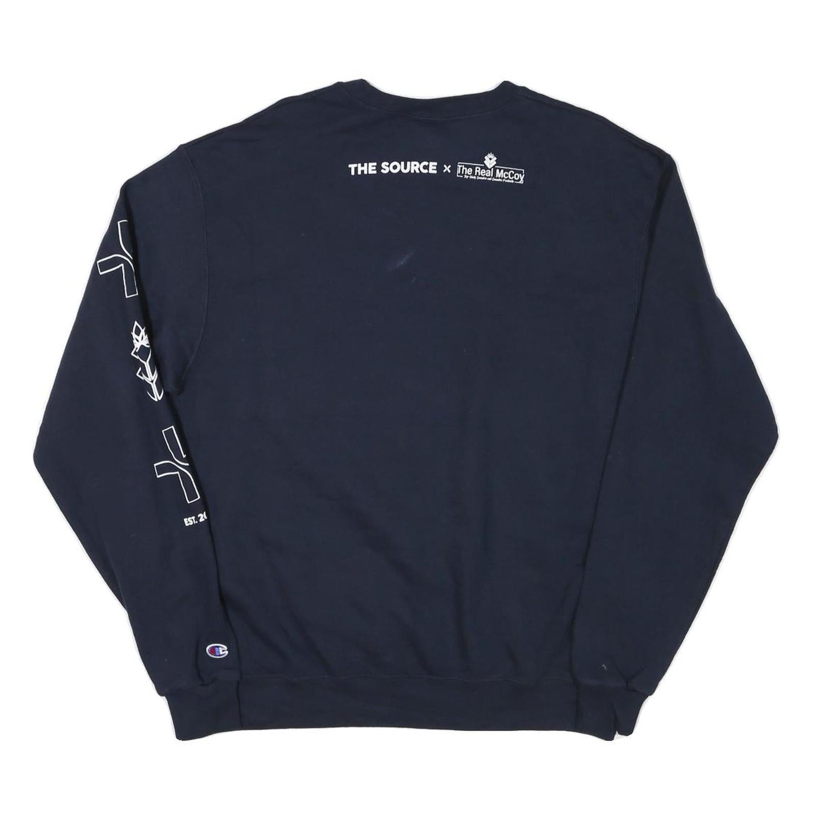 CHAMPION Mens Navy The Biggest Little Dispensary Crew Neck L Sweatshirt Cotton