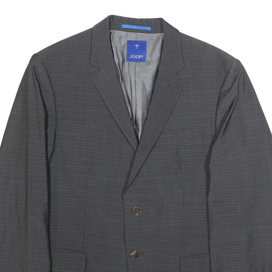 JOOP! Mens Grey Classic Jacket M Woven Plain Formal Button Closure