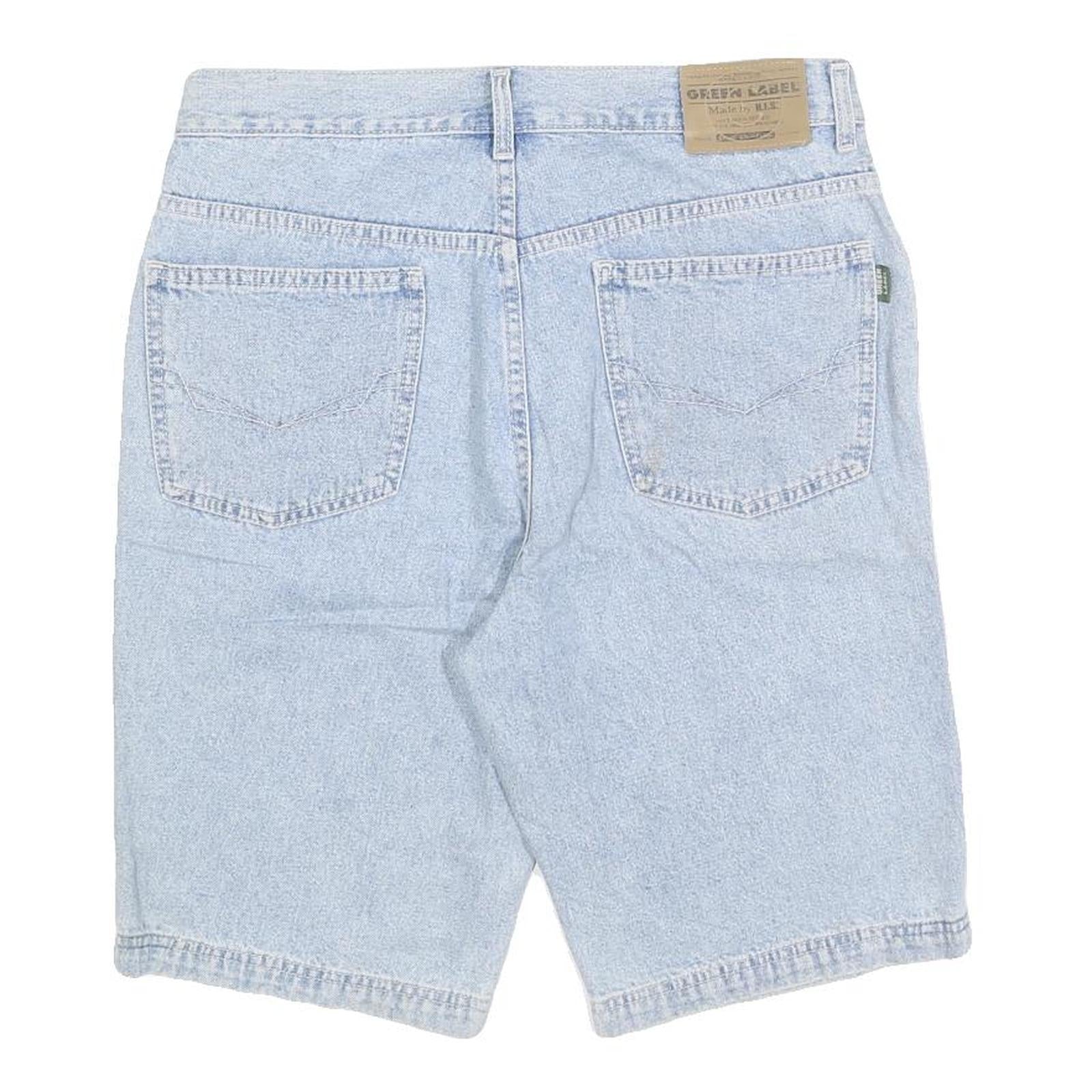 GREEN LABEL BY HIS Mens Shorts Blue Denim Casual M W32 Cotton Blend Relaxed Fit