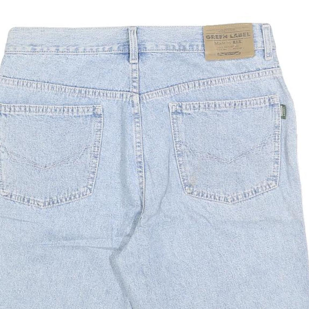 GREEN LABEL BY HIS Mens Shorts Blue Denim Casual M W32 Cotton Blend Relaxed Fit