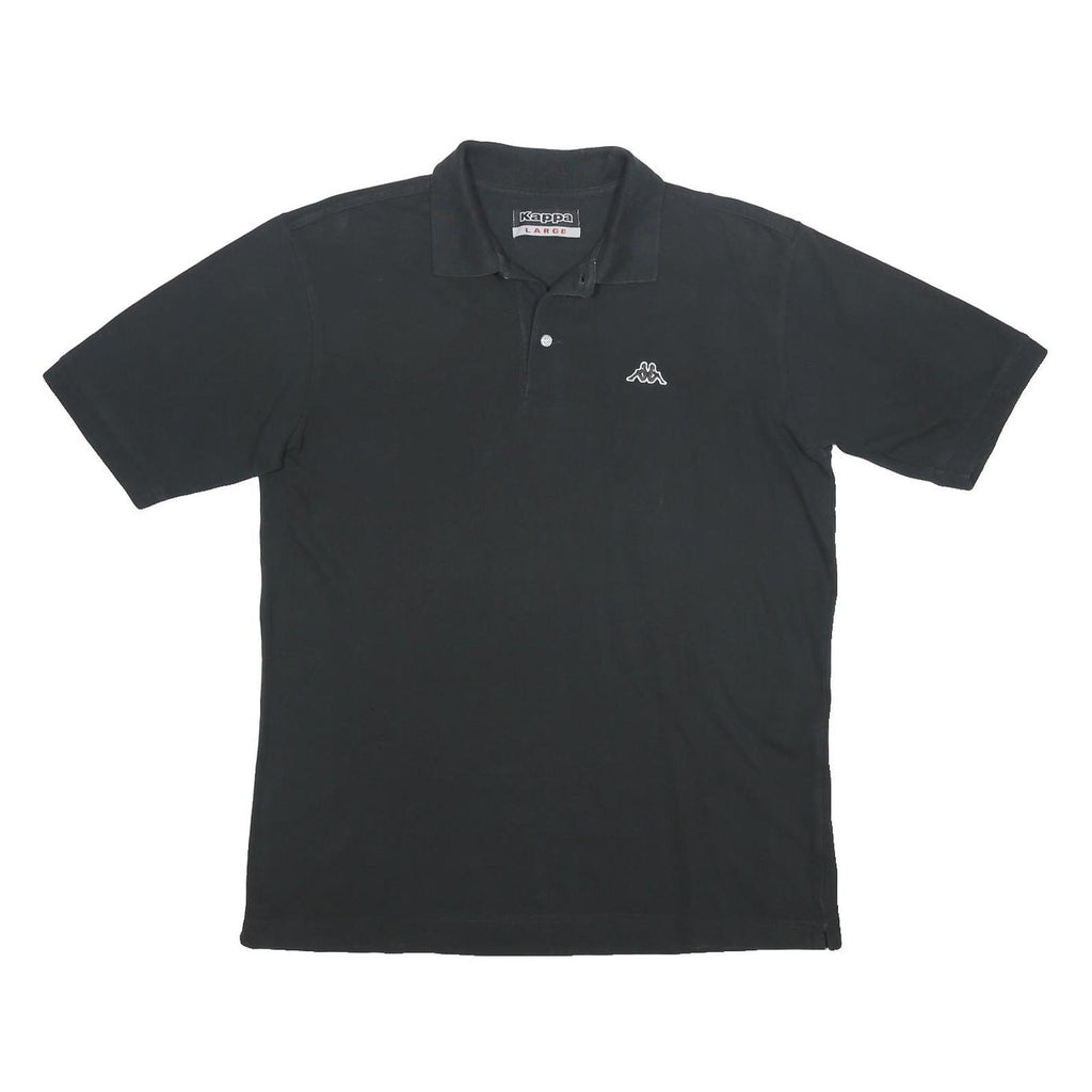 KAPPA Mens Black Short Sleeve Plain M Cotton Polo Shirt Casual Basic