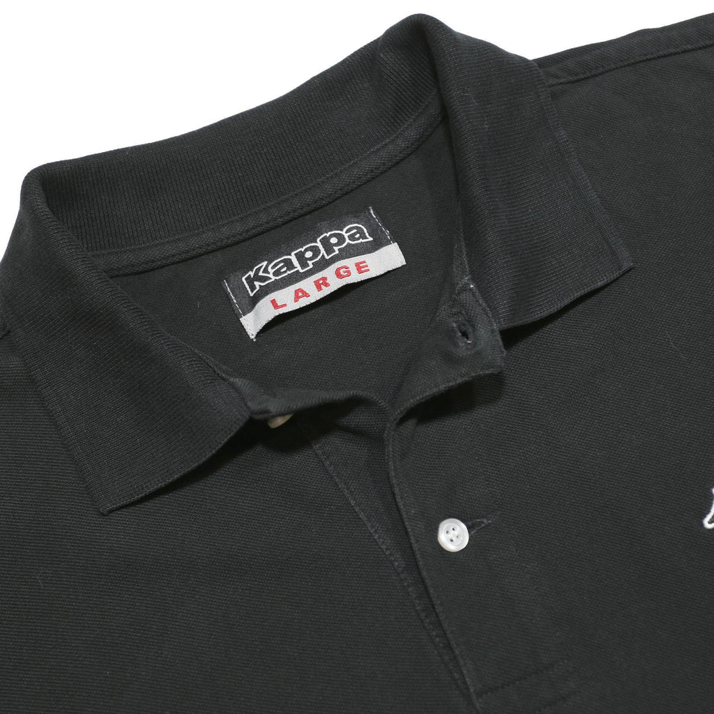 KAPPA Mens Black Short Sleeve Plain M Cotton Polo Shirt Casual Basic