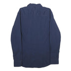 TOMMY HILFIGER Mens Navy Plain Shirt L Classic Cotton Blend Long Sleeve Button