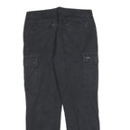 SUPERCREO Mens Black Cotton Blend Regular Cargo Trousers W32 L30 Utility Casual